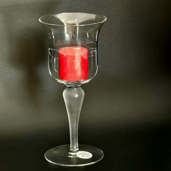 Princess House Heritage Votive Candleholder 7" vtg romantic crystal etched flora - Picture 2 of 5
